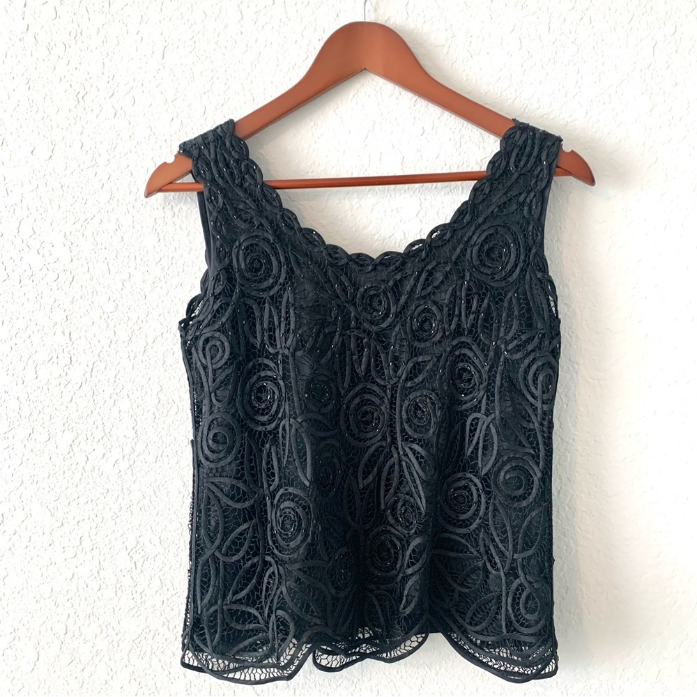 Vintage 1980s Beaded 100% Silk Floral Cut Cut Detailed Soulmates Blouse Small